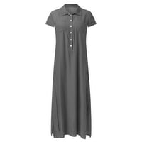 Ženska haljina kratki rukav Srednja boja Split plus veličine traper s džepovima Ženkama Ženka Moderna