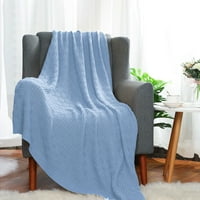 Piccocasa pletene pokrivač za pamučnu bacanje pokrivač za kauč, svijetlo plava 47 x70