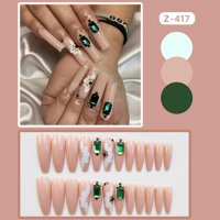 Ružičasti zeleni cvjetni toranj ženski lažni nokti izdržljivi lažni umjetni nokti za praksu ukrasa za početnike