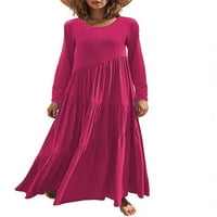 Cindysus dame Boho Solid Color Sundress Woverice Maxi haljine ruffle party rucked haljina