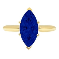 2.5ct Marquise Cut simulirani plavi safir 14K žuti zlatni godišnjički angažman prsten veličine 3,75