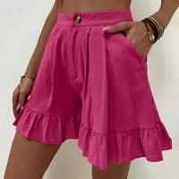 Ženska modna modna modna modna boja casual širokog nogu ruffle Loose High Shars Hlače hlače vruće ružičaste