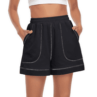 Jusfitsu ženski atletski kratke hlače Visoka vježba u struku koja se vrti znoj kratki za žene sa džepovima