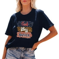 B91XZ Ležerne majice za žene Ženski dan nezavisnosti Monogram Ispiši majicu kratkih rukava 4. srpnja
