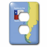 3Droza karta i zastava Čilea sa Republikom Čileom štampan na engleskom i španskom. - Priključni poklopac utikača