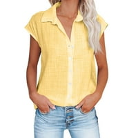 Felirenzacia ženski vrhovi modni čvrsti majica s gumbom Ženska bluza sa majicom V-izrez