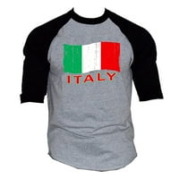 Muškarci Grunge Italija Flag Siva Crna Raglan Baseball majica 2x-Large