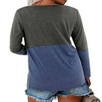 REJLUN Ženska majica s dugim rukavima Majica u boji Blok Tee Fashion Tunika Bluza Comfy Loungeward Pulover