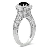 2. CT sjajan okrugli rez prozirni simulirani dijamant 18k bijeli zlatni halo pasijans sa accentima prsten