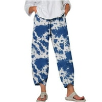 Ženske pamučne posteljine hlače sa dnevnim boravkom za dye pant labavi fit široke pantalone za noge