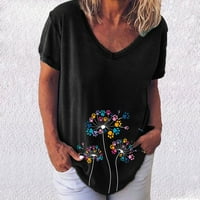 Stilska žena V izrez za štampanje majica bluza vrhova dukserica