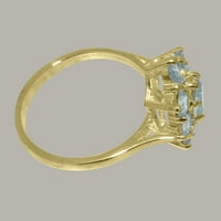 Britanci napravili 18k žuti zlatni prirodni akvamarinski ženski Obećani prsten - Opcije veličine - veličine
