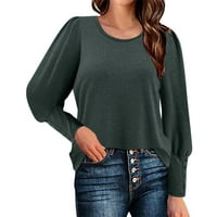 Advoicd Fall T majice za žene Ženski izrez kratkih majica s dugim rukavima Pamučne T majice Bluze na