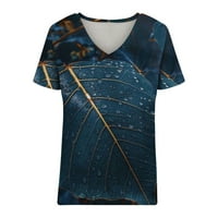 Ljetne košulje za žene Dressy Casual T-majice kratki rukav Tees Loot Fit Bluzes V-izrez Pulover Mramorni