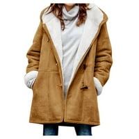 Zimski kaputi za žene, ležerna topla zimska jakna za žene dugih rukava s kapuljačom Horn-Buckle, Zip