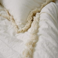 Flber bjelokosti prekrivač od slonovače Tufted Boho posteljina Komformer kraljica, 86 W X90 L