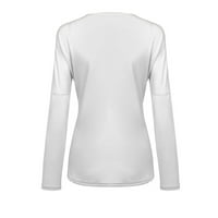 Ženske majice Jesen i zimski dugi rukav okrugli izrez Poliester Plus size modne majice bijela 5xl