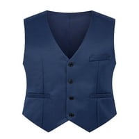 Capreze Men Cheatcoat Solid Color Suit vest bez rukava Formalni V izrez Siva 3xl