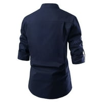 wendunide muška majica Muška udobna gornja gumba V izrez Solid Boja vitka bluza s dugim rukavima Muške