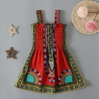 Corashan Toddler 6m-5Y djevojka bohemia-stila, ispis elastična haljina, lanene remenske haljine ljetna
