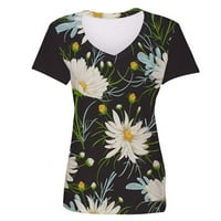 Ženska ležerna modna cvjetna print uzorka majica s kratkim rukavima