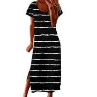 Ženska ljetna casual swing haljina s kratkim rukavima Duga labava traka Print kratki rukav okrugli vrat