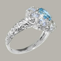 Britanci napravio 14k bijelo zlato prirodno plavo Topaz i kubični cirkonijski ženski Obećani prsten