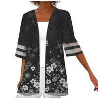 Yubatuo Womens Cardigan ženska casual moda retro tiskana polovina rukava lagana svjetlosna duljina jakna