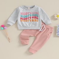 Daddy's Girl Outfit Toddler Baby Girls Pismo Ispuštajte dukseru s dugim rukavima i hlače Slatka pad