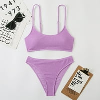 HHEI_K Ženski ljetni modni seksi čvrsti ubojni struk Split Halter remen Bikini kupaći kostim ženske