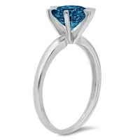 1.5ct okrugli rez prirodni London Blue Topaz 14k bijelo zlato Angažovanje prstena veličine 3,5