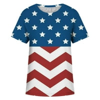 Sjaj za odjeću Ljetni vrhovi za žene Ležerne prilike Crew vrat kratkih rukava Tunnic Majice Loose 4. jula Dan nezavisnosti Bluza Slatka američka zastava