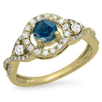 Dazzlingock kolekcija 0. karat 10k plavi i bijeli dijamantni kamen halo vintage zaručni prsten, žuto