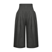 Capri pantalone za žene plus veličine High struk hlače ravne hlače sa širokim nogama