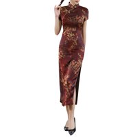 Ženska kineska tradicionalna Cheongsam elegantna haljina maturalni banket vitak crveni 3xl