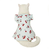 Cherryhome kućne ljubimce haljina za kućne ljubimce mekana udobna cherry print cat haljina za ljeto