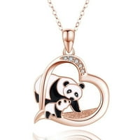 Mnjin Pandas Love Heart ogrlica modna pandas ogrlica Privjesak ogrlica sa ogrlicama ženski nakit ružičasto zlato