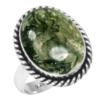 Sterling srebrna ženska nakita prirodni mahovina agatski prsten