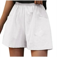 USMixi kratke hlače za žene ljetne casual čvrste elastične struine labave ravne kratke hlače Prozračne