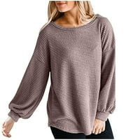 Ženske osnovne majice od vafla padaju dugih rukava casual bluza na vrhu modne labave fit izlaskom pulover