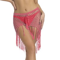 Ociviesr Dame Ljeto Casual Handmade Crochet Beach suknja Bikini Cover suknja Šuplje tassel Fishtail