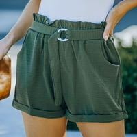 FESFESFES kratke hlače za ženske ležerne ljetne kratke hlače High Squik čvrsta boja labavi metalni ukrasi