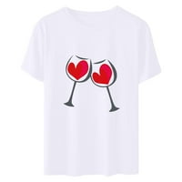 Valentinovo košulje za žene plus veličine Grafičke majice srca Ispis sa kratkim rukavima s kratkim rukavima