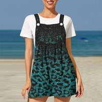 Virmaxy Ženski modni kombinezoni Leopard drobljeni gumb za ispis Kratki kombinezoni za žene sa džepovima