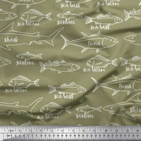 Soimoi Green Viscose šifon tkanina Fish Ocean Tkanini otisci sa dvorištem širom