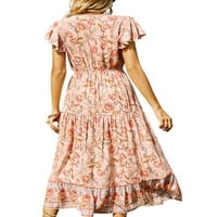 Kayotuas ženska ljetna boho cvjetna haljina v izrez kratka rukava plaža maxi haljine