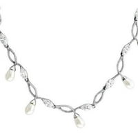 - Ogrlica od srebra rodium sterling sa sintetičkim biserom u bijeloj boji