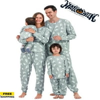 Porodica Halloween pidžama za obiteljski crtani ghost Ispis dugih rukava + hlače, zip kombinezon, kućna
