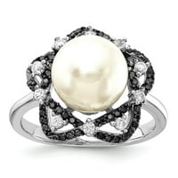 Bijeli sterling srebrni prsten biserni rocker shank školjka perla kruga