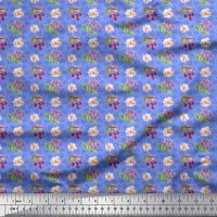 Soimoi Blue Rayon tkanina cvjetna i višnja plodovi Ispis tkanine sa dvorištem širom